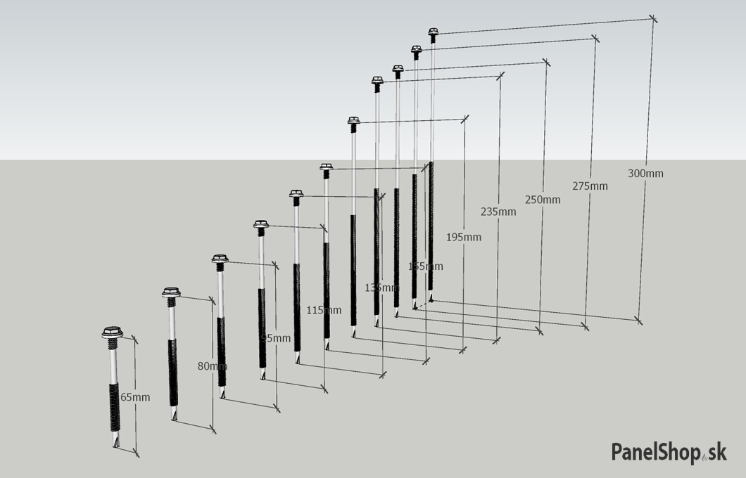 Self-tapping screws for sandwich panels in steel construction (galvanized steel) Product code: PS1